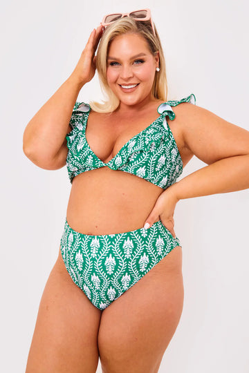 Printed High Waist High Leg Bikini Bottoms